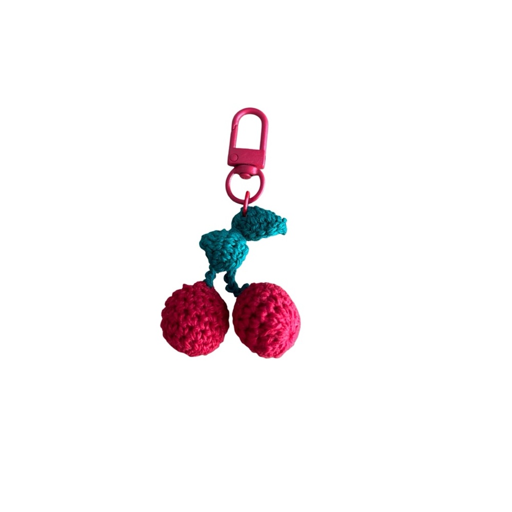 Crochet Cherry Keychain